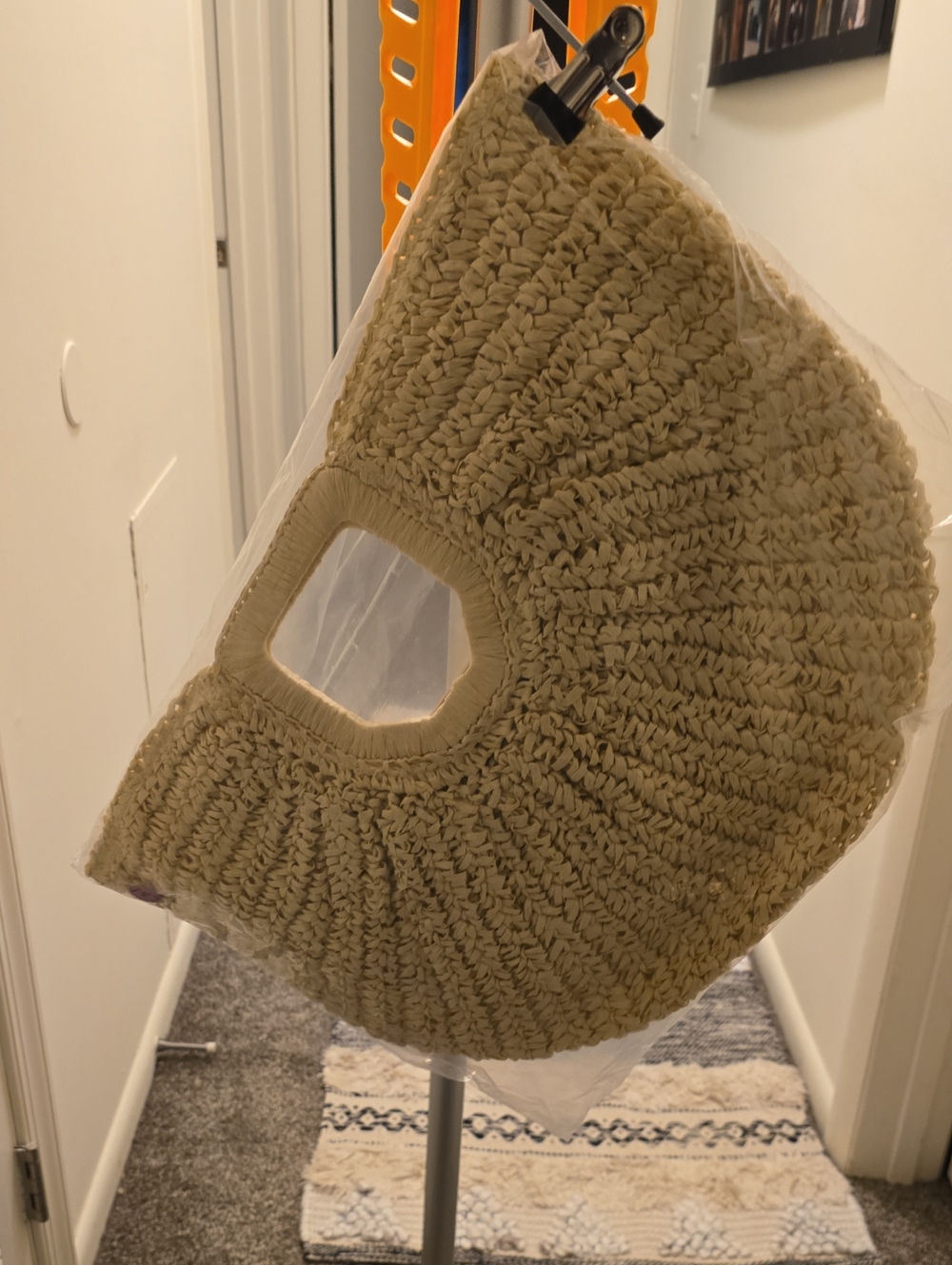 NEW Neutral Cream Woven Handled Tote Bag